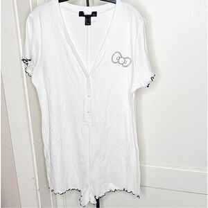 Hello Kitty Pajama Romper White Rhinestone Plus Size 1X Nwot